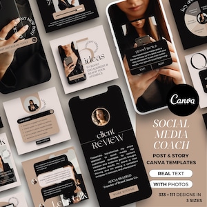 Neutral Aesthetic Instagram Canva Templates for Coaches, Minimalist Social Media Post & Story Designs, Luxury Branding, Digital Marketing