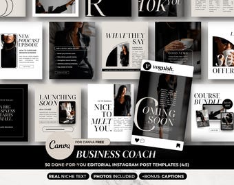 Coaching Instagram-berichtsjablonen Canva, social media-branding voor bedrijfscoaches, neutrale redactie, marketing voor cursusmakers