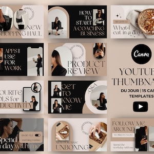 YouTube Thumbnail Templates Canva, YouTube Branding Kit, Channel Design, Vlog Templates, Influencer YouTube Templates, YouTube Thumbnails