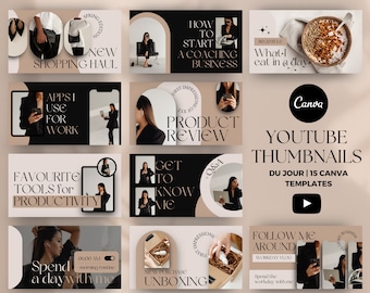Modèles de miniatures YouTube Canva, kit de stratégie de marque YouTube, conception de chaîne, modèles de vlog, modèles YouTube pour influenceurs, miniatures YouTube