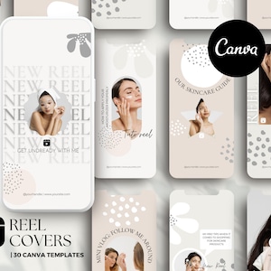 Instagram Reel Cover Templates, Skincare Canva Reel Covers, Neutral Reel Covers, Pastel Reel Templates, Aesthetic Reel Covers Canva Template
