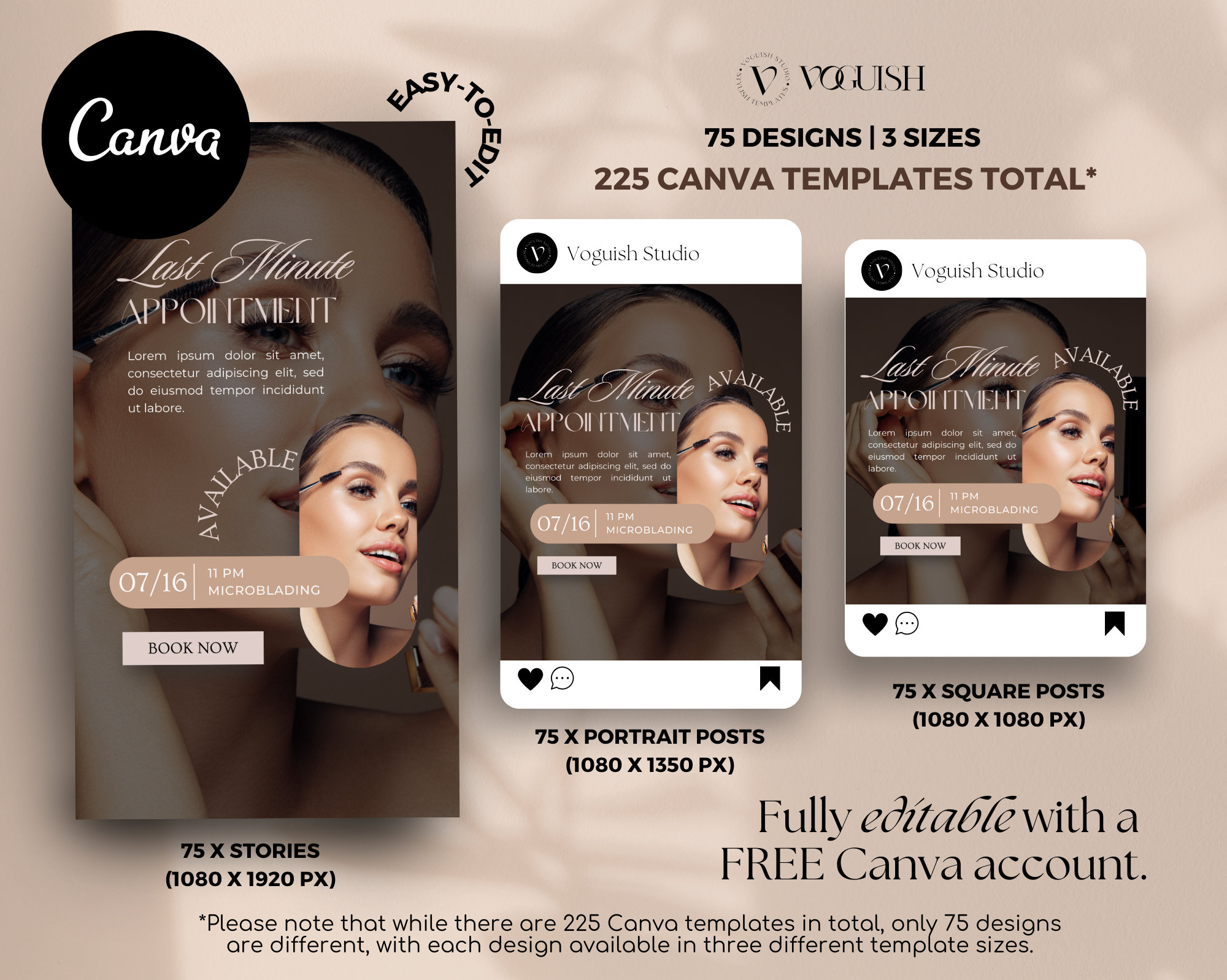 Microblading Instagram Templates Canva, PMU Post Templates, Brow Tech ...