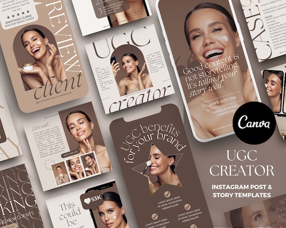 UGC Social Media Templates, UGC Canva Templates, Neutral Instagram, UGC Lead Magnet posts, ugc promotion templates, ugc templates instagram
