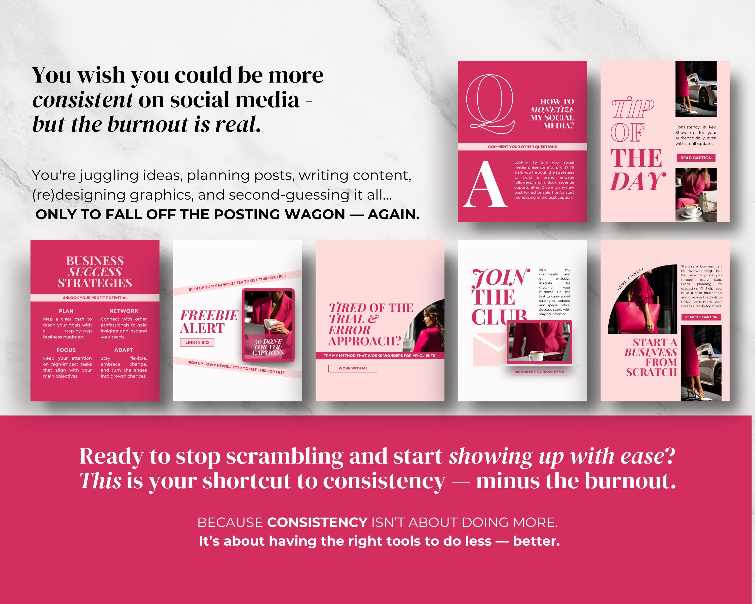 Coaching Instagram Post Templates Canva, Pink Social Media Branding for ...