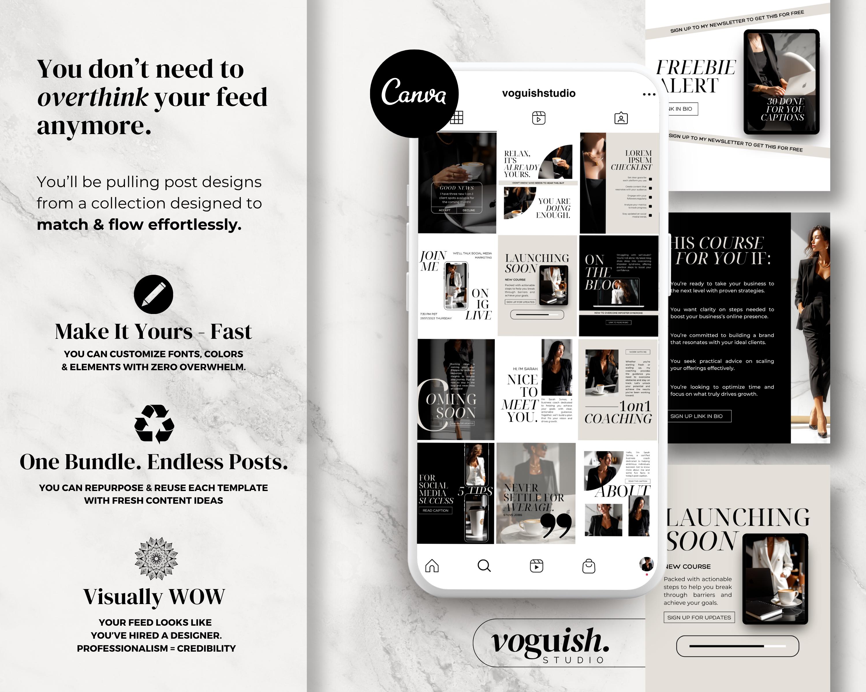Coaching Instagram Post Templates Canva, Social Media Branding for ...