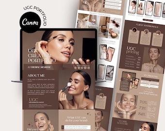 UGC Portfolio Template, UGC Canva Template, UGC Media Kit, Ugc Website Template, Ugc Canva Website, Ugc Landing Page, Neutral Ugc Portfolio