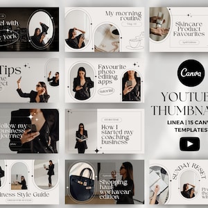 YouTube Thumbnail Templates Canva, YouTube Branding Kit, Minimalist Channel Design, YouTube Thumbnails, Influencer YouTube Templates, Vlog