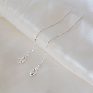 Sterling Silver Diamond Cut Kite Threader Earrings