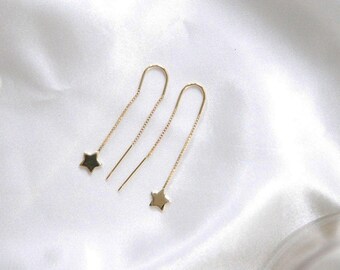 Sterling Silver Star Pull Through Threader Earrings Etsy UK