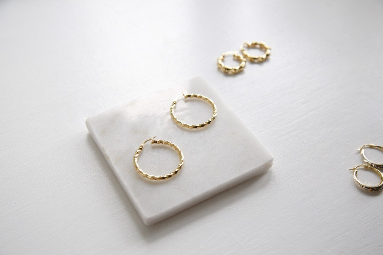 White gold shop creole twist earrings