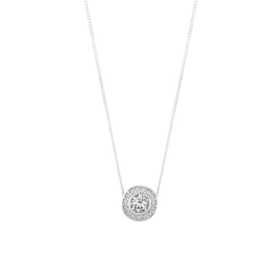 Sterling Silver CZ Halo Pendant Necklace Etsy
