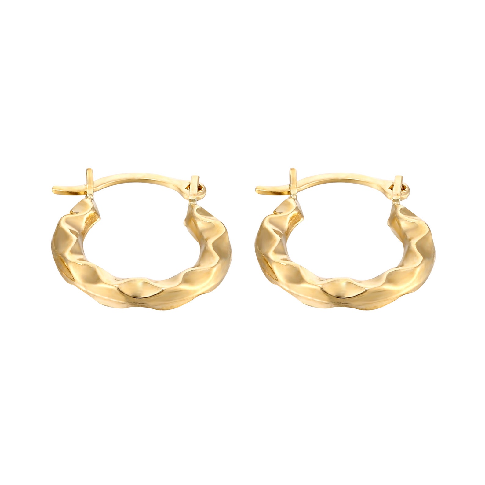 9ct Gold Mini Wave Creole Hoop Earrings - Etsy UK