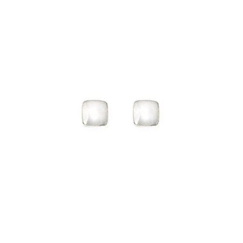 10K White Gold Stud Earrings, Diamond Cut Flat Back Ball Studs 4mm