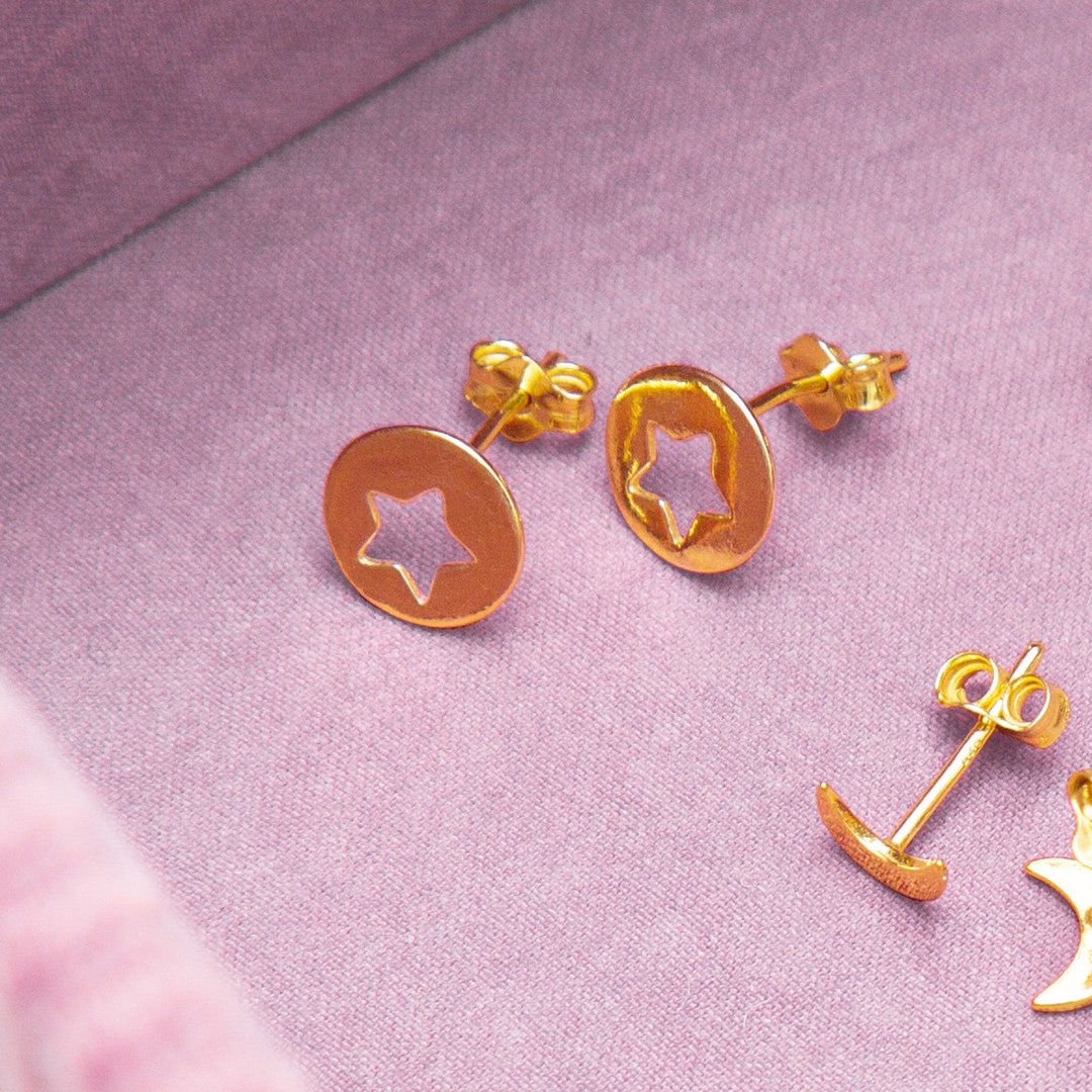 Sterling Silver Cut Out Star Studs Etsy New Zealand