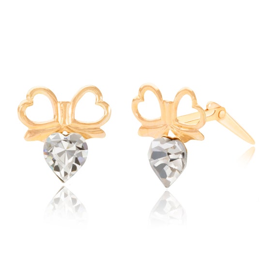 Gift Box 9ct Yellow Gold Interlinking Double Heart Andralok Stud Earrings