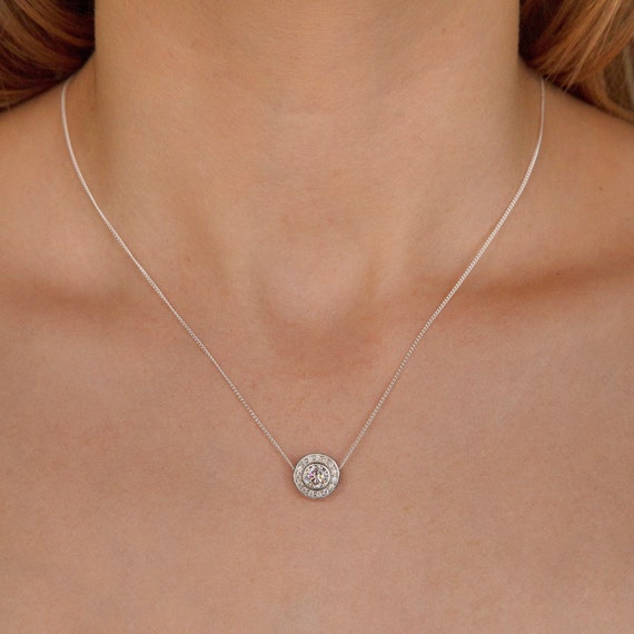 Sterling silver sale halo necklace