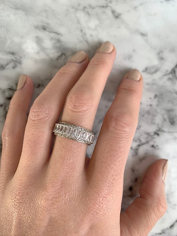 Sterling silver baguette cz hotsell ring