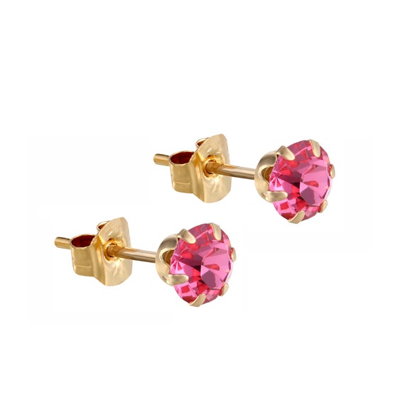 9ct gold pink stud best sale earrings