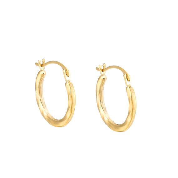 9ct Yellow Gold Twisted Tube Hoop Earrings Etsy