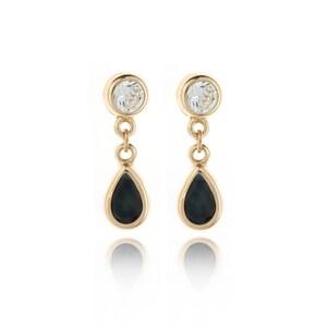 9ct Yellow Gold CZ and Sapphire Drop Earrings
