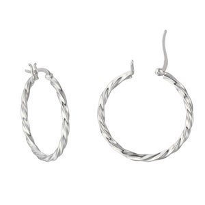 Sterling Silver Large Twist Creole Hoop Earrings