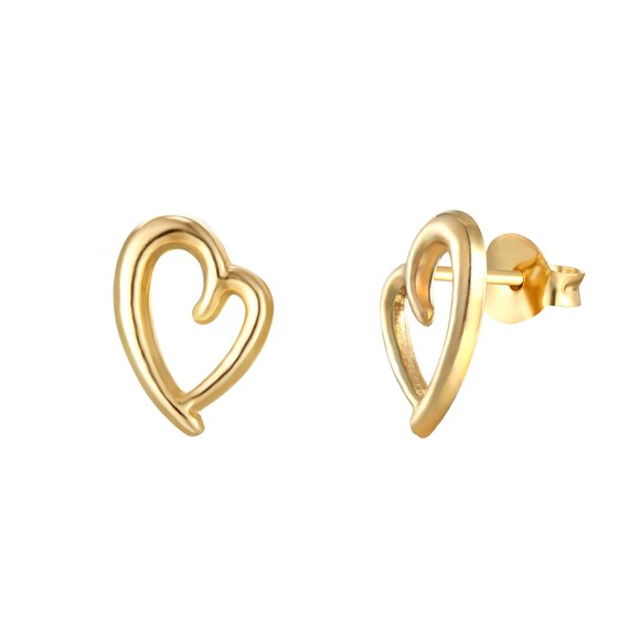 9ct gold heart shop stud earrings