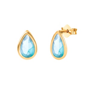 9ct Yellow Gold March Birthstone Stud Earrings