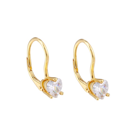 Yellow Gold Plated Large White CZ Leverback Earrings Etsy Australia