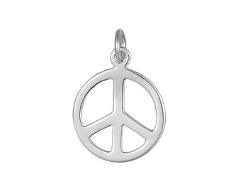 Sterling Silver Peace Sign Charm - Etsy