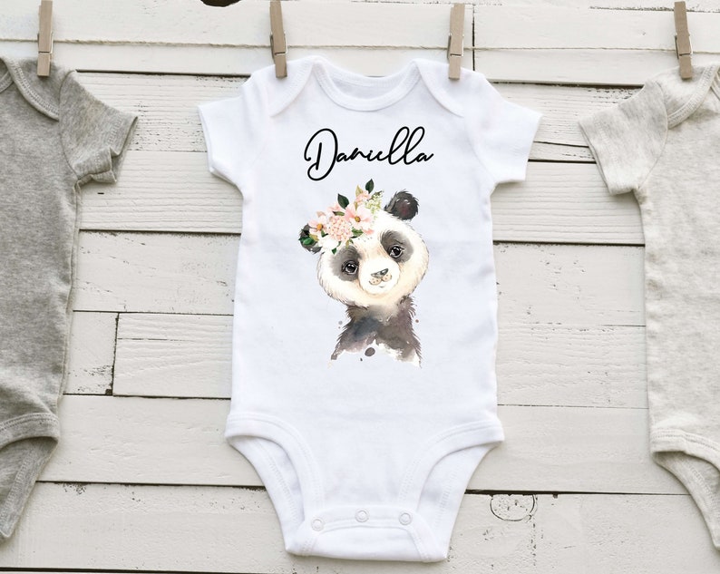 Baby Girl Panda Onesies Baby Shower Toddler Bodysuit Baby Girl Newborn Personalised Infant Clothes 1st Birthday Gifts Customised Romper