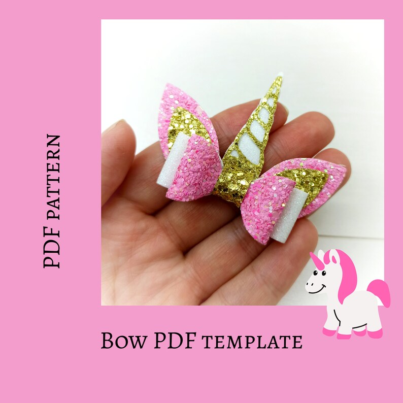 unicorn-bow-template-digital-bow-pdf-pattern-small-bow-etsy