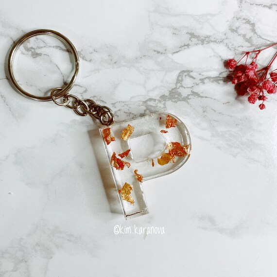 rose gold initial keychain