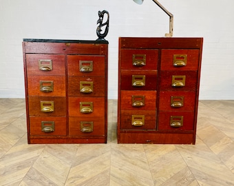 Antique Industrial Chemists Drawers, Set of 2, 1900s