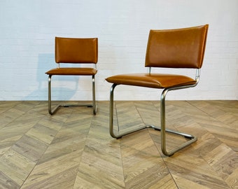 Sillas cantilever estilo Marcel Breuer vintage de cromo. Juego de 2