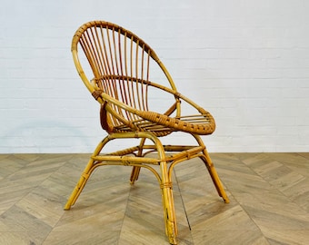 Vintage Franco Albini Style Rattan Chair, 1970s