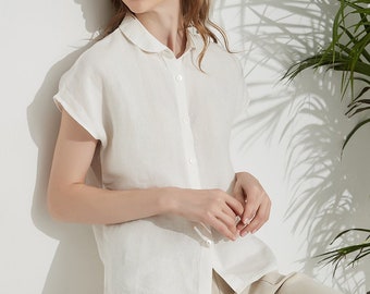Pull ample à manches longues Pull-over d'été T-shirt basique Solid Cotton Linen Shirts Tops Pull ample à manches longues Pull-over d'été T-shirt basique Solid Cotton Linen Shirts Tops