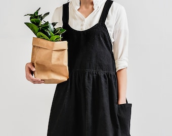 SASTYBALE Japanese Korean Style Apron Cotton Cooking Apron with Both Sides Waist Ties for Kitchen Waitress Painting Gardening SASTYBALE Japanese Korean Style Apron Cotton Cooking Apron with Both Sides Waist Ties for Kitchen Waitress Painting Gardening