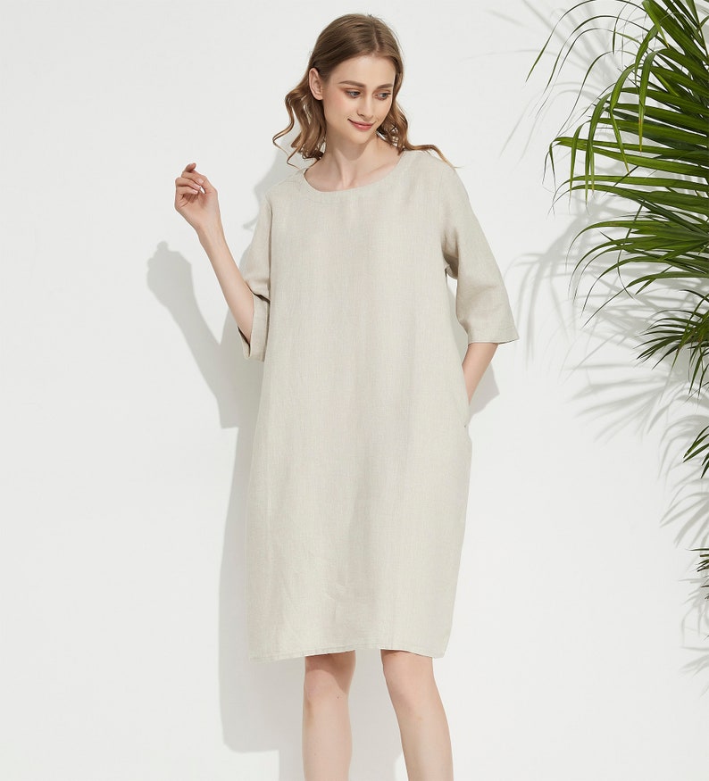 Women's Linen Dresses Summer Dress With Pockets 3/4 - Etsy