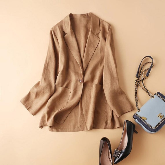 Linen Blazer for Women Oversized Loose 