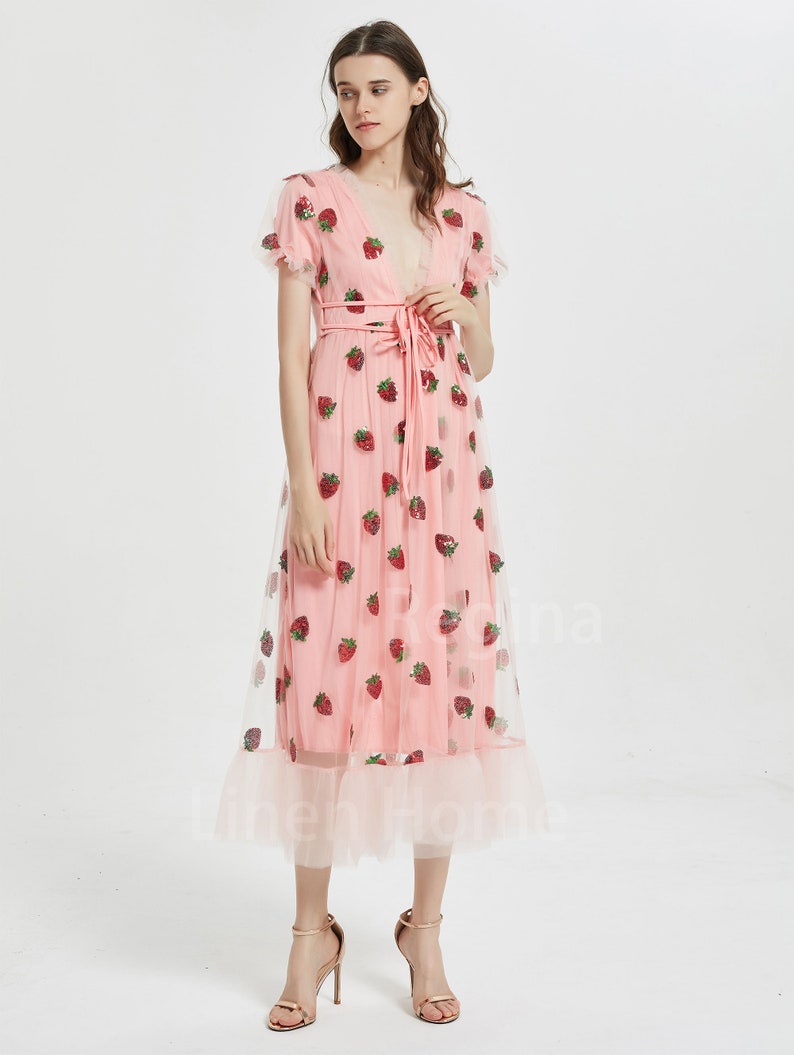 strawberry print tulle