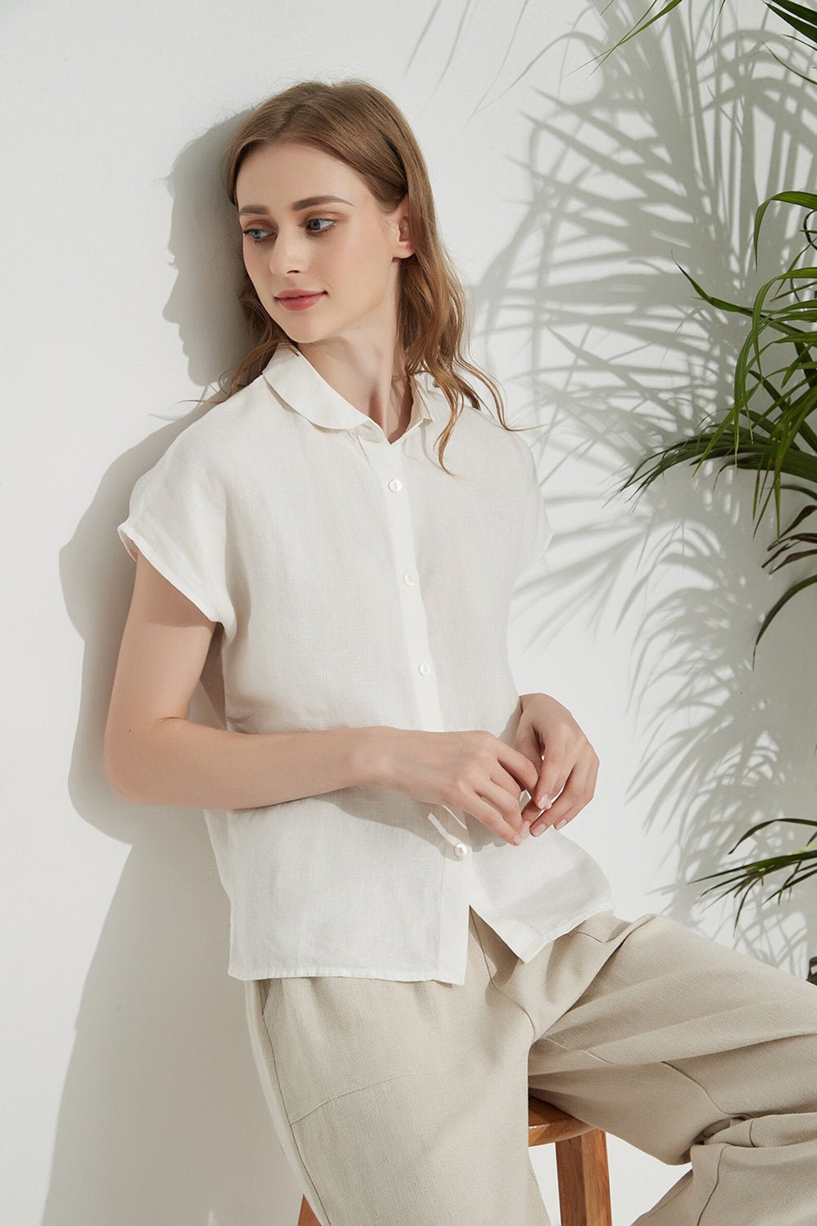 Women's Summer Linen Shirts Basic Linen Shirt Soft Loose Etsy