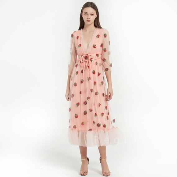strawberry sequin tulle