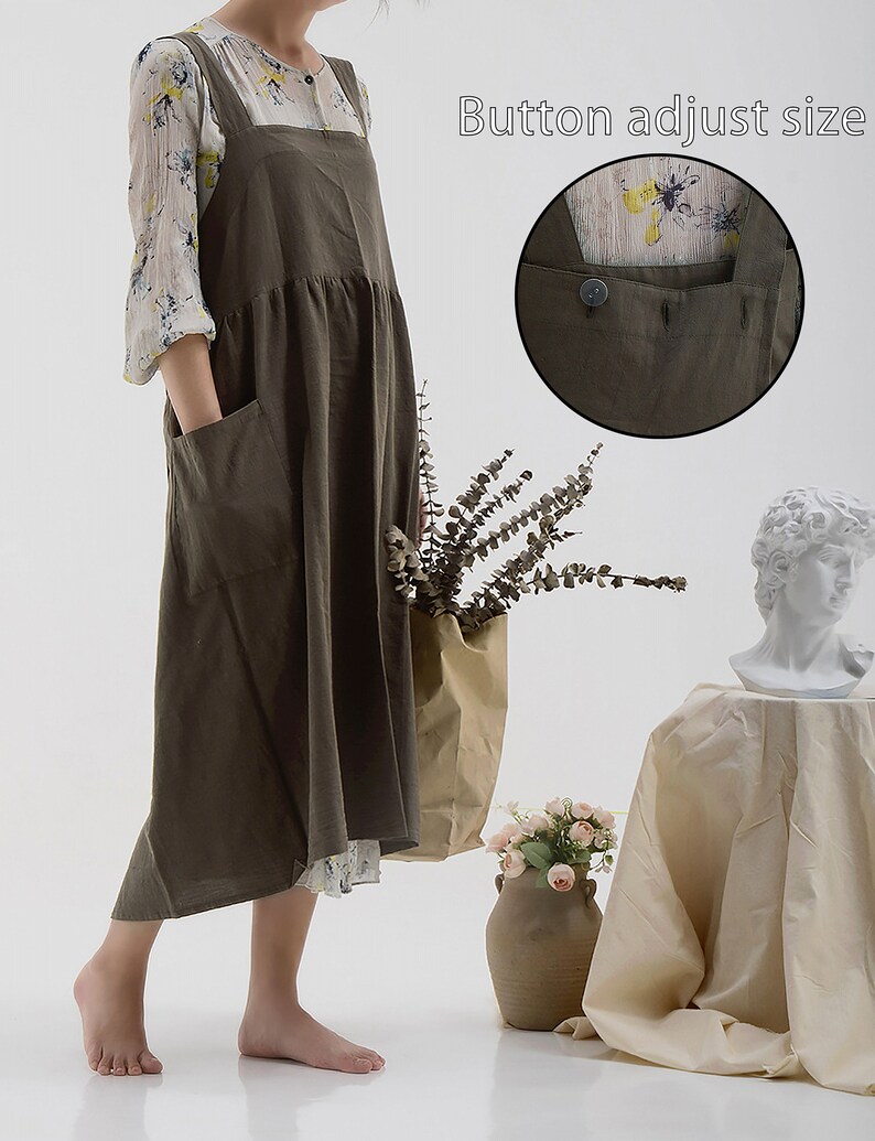 Japanese linen apron plus size crossback linen apron with Etsy