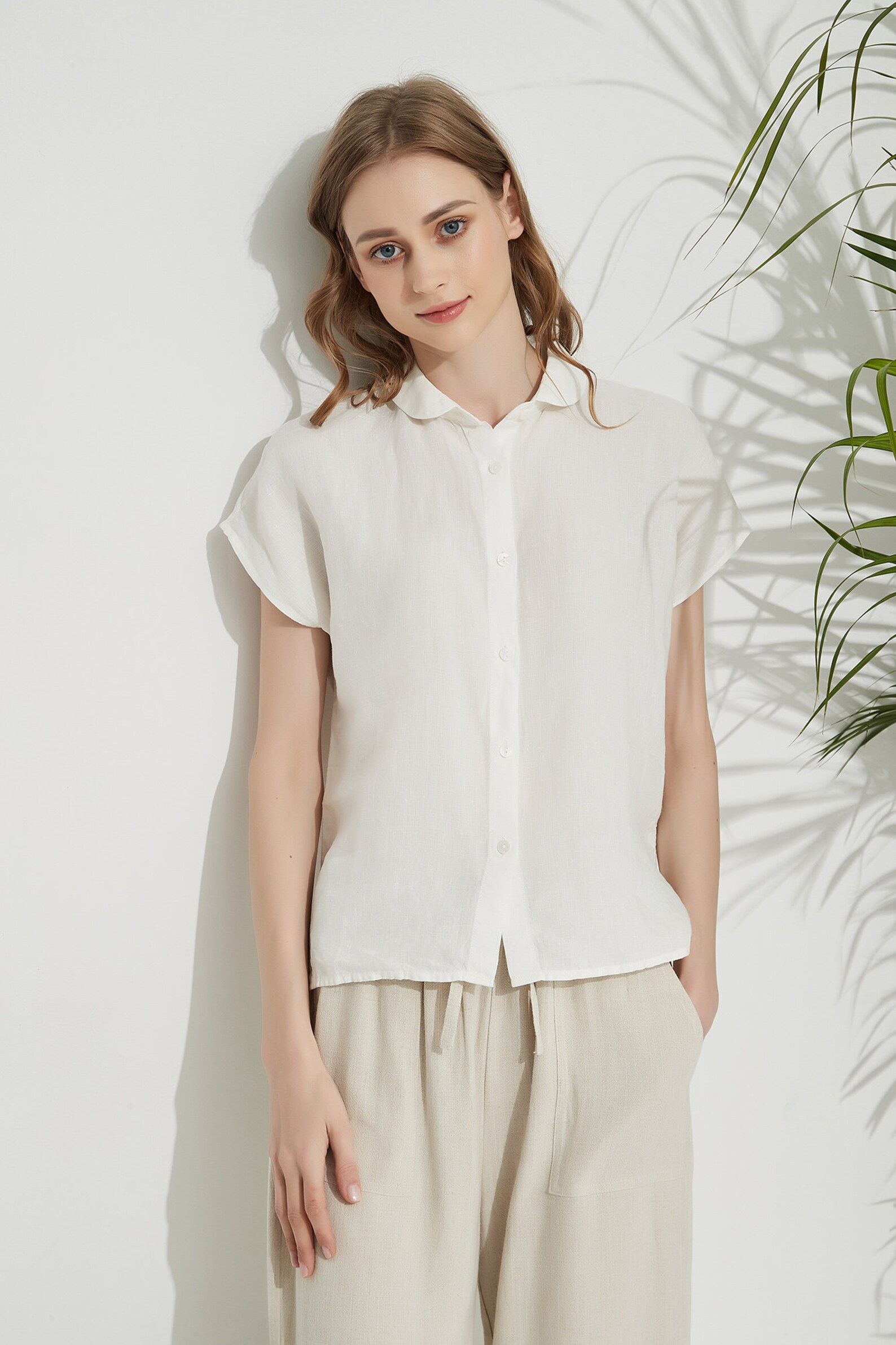 Women's Summer Linen Shirts Basic Linen Shirt Soft Loose Etsy