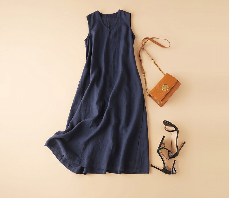 Linen Dresses for women sleeveless summer dress with pockets | Etsy