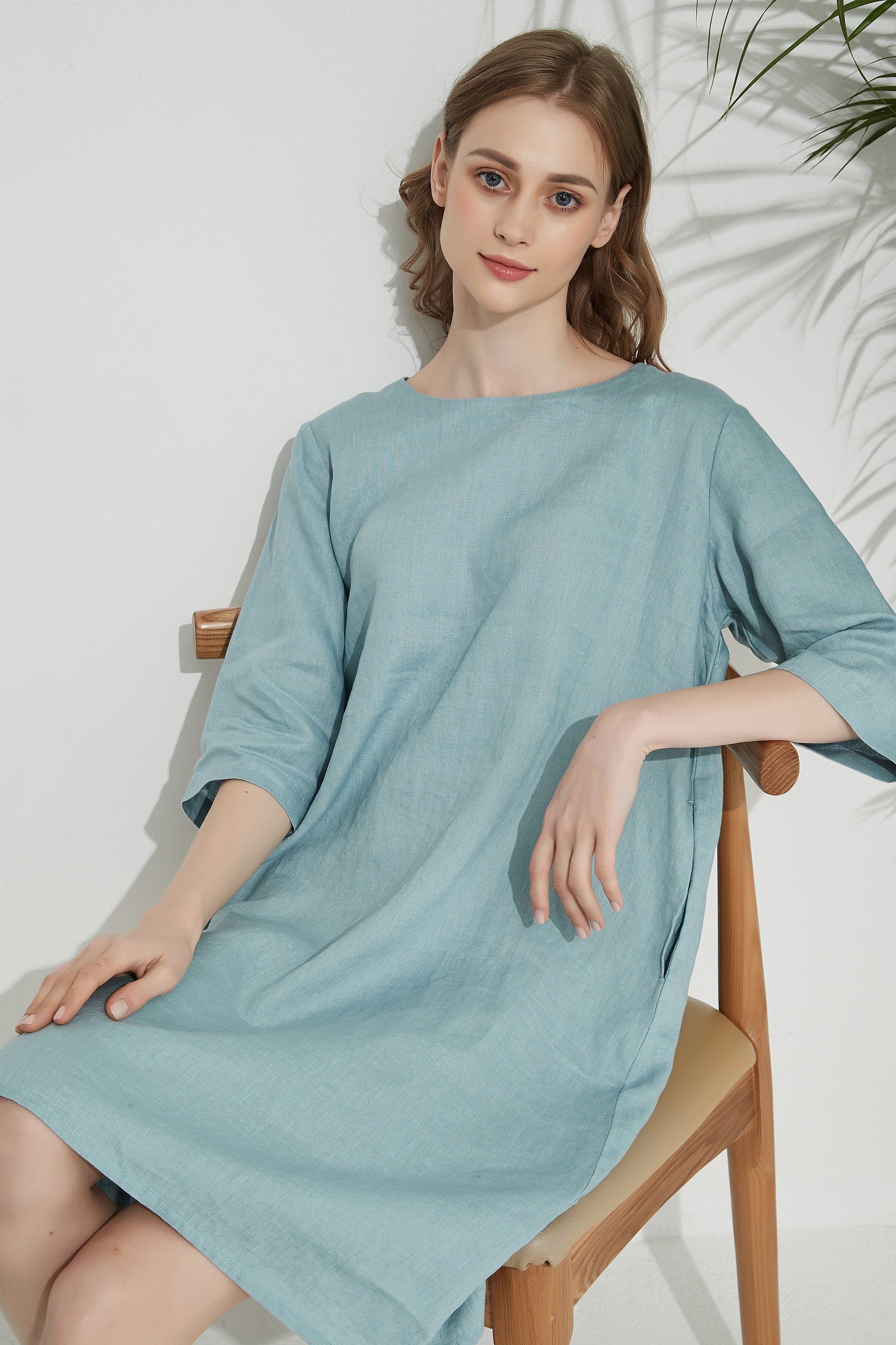 Women's Linen Dresses Summer Dress With Pockets 3/4 Etsy UK