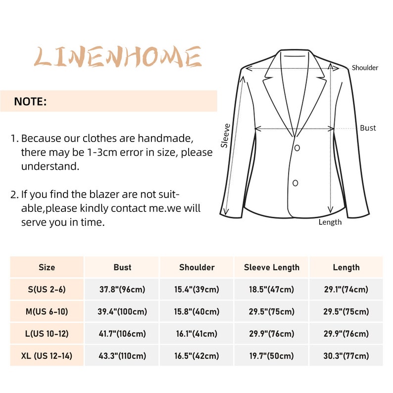 Women Linen Blazer Linen Jacket Linen Blazer 3/4 Sleeves Coat - Etsy
