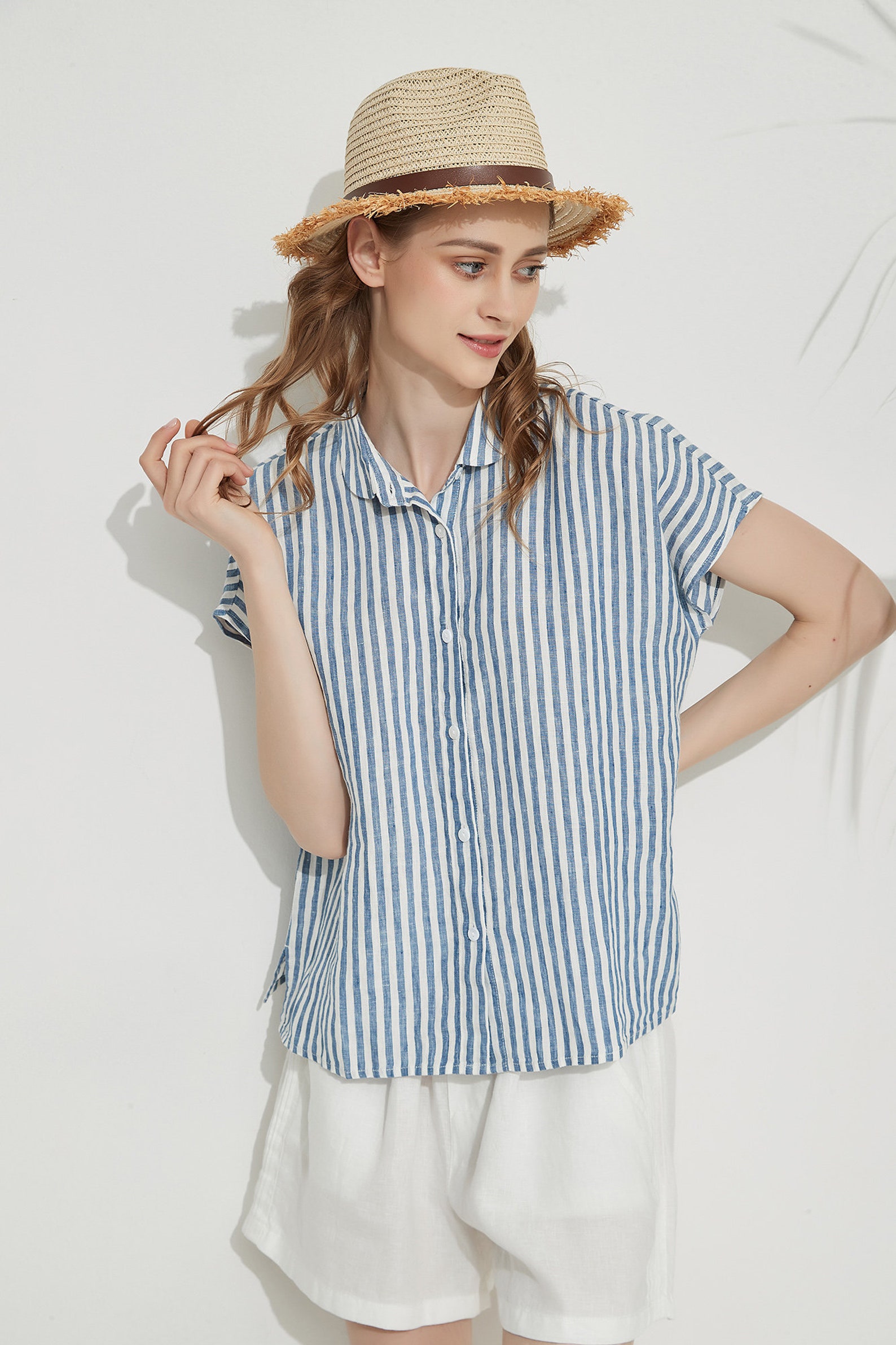 Women's Summer Linen Shirts Basic Linen Shirt Soft Loose Etsy