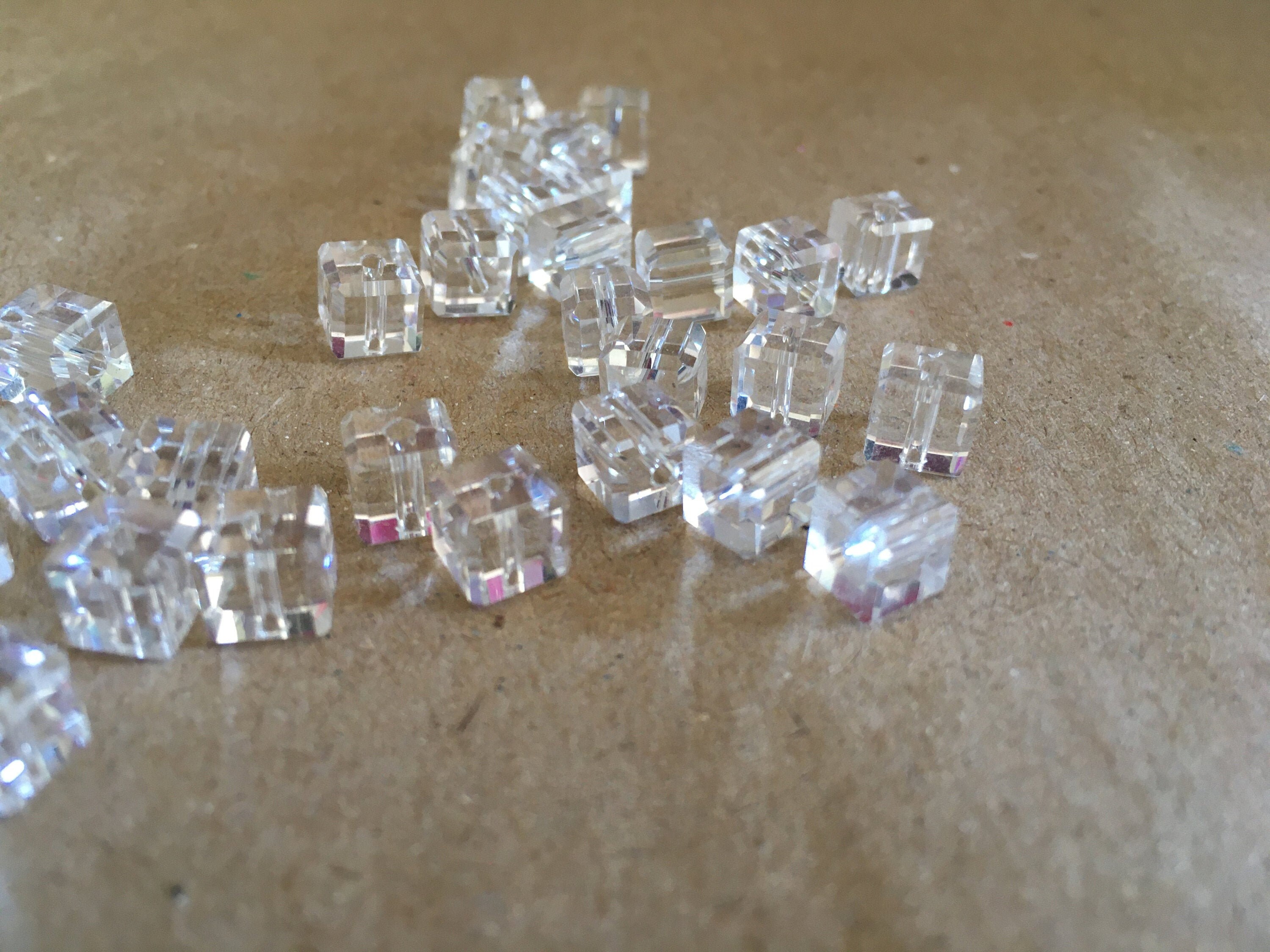 Crystal Clear 6mm Glass Faceted Cubes x 10 Etsy