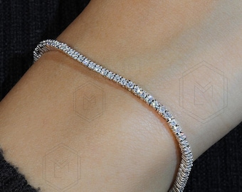 1.8MM Moissanite Tennis Bracelet 14k Gold Dainty Bracelet Delicate Minimalist Bracelet Unique Stacking Bracelet Gold Tennis Bracelet for her